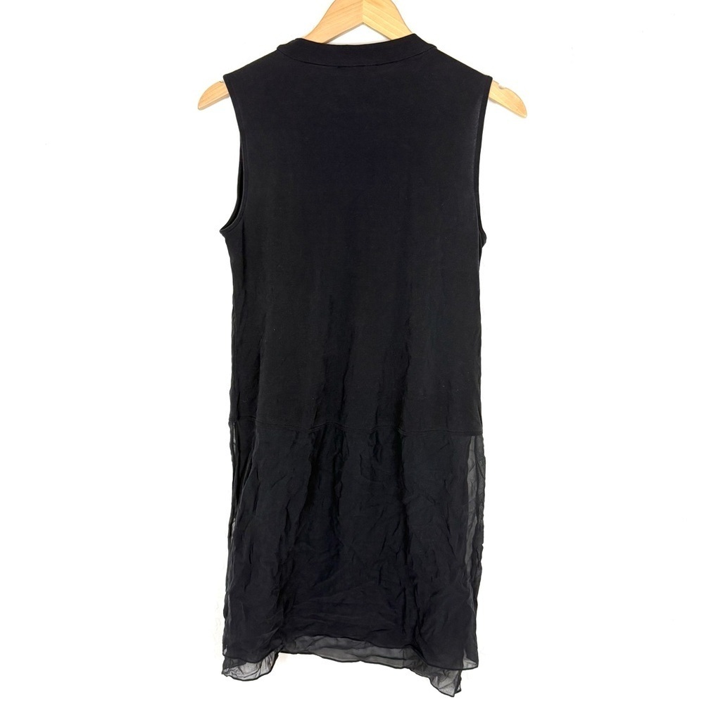 Eileen Fisher Black Silk Sheer Layer Sleeveless Tunic Top - Picture 5 of 7